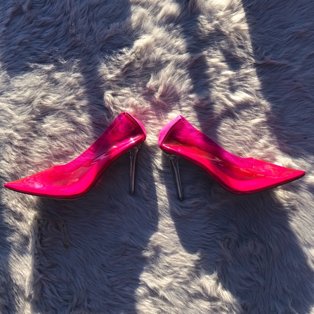 Nuclear Pink Closed Toe Heels